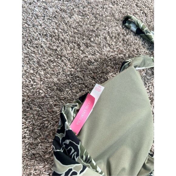 victorias secret swim bikini top green funky abstract floral print underwire 36C - Picture 4 of 4